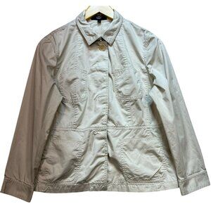 Talbots Women's Button Front Jacket Long Sleeve Size 12 Petites Beige Pockets
